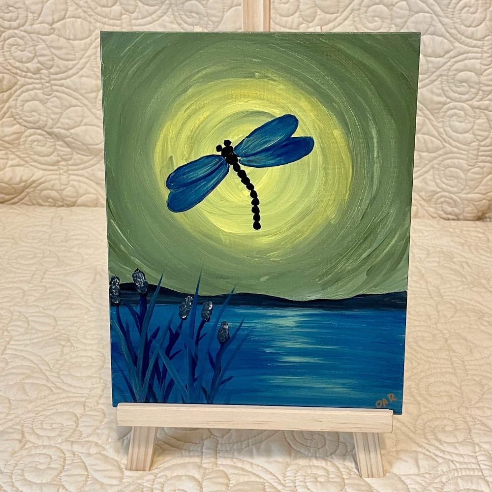 "Blue Dragonfly", 8x10 Acrylic Painting